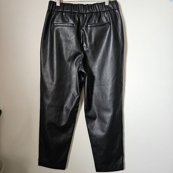 EUC A NEW DAY BLACK FAUX LEATHER TAPERED PANTS STRETCH WAIST SIZE M - Picture 4 of 14